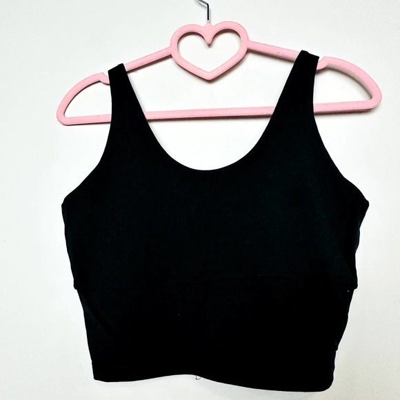 Chaser NWT Activewear Scoop Neck Strappy O Ring Cropped Top Black Size Medium - Picture 2 of 4